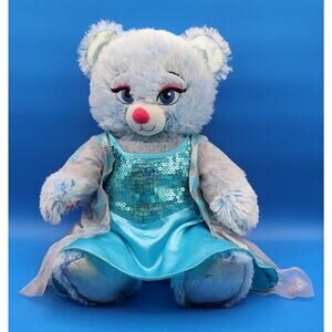 Build A Bear BAB Disney Frozen Elsa Stuffed‎ Plush Bear 17” With Sparkle Dress